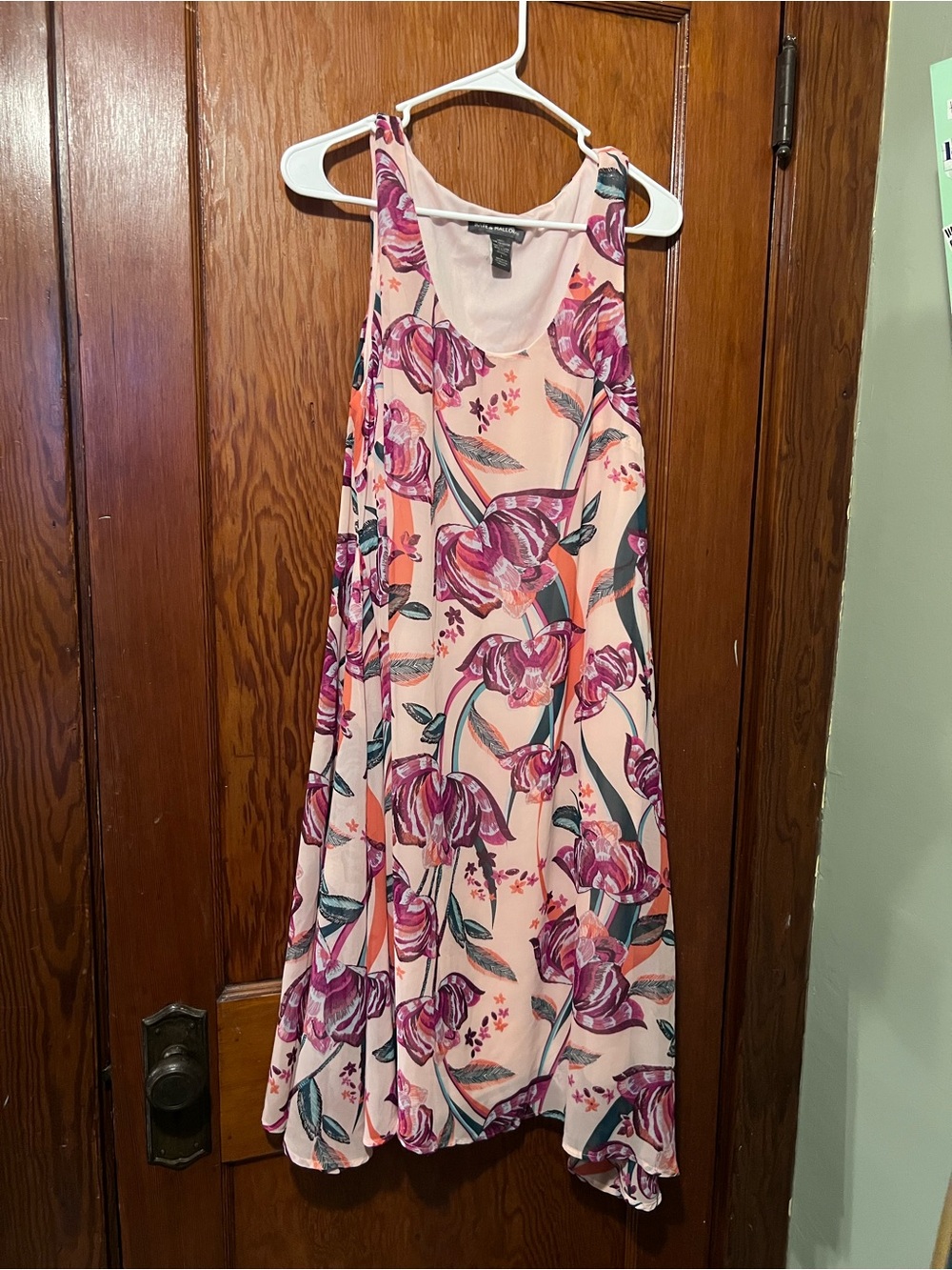 Kate & Mallory Sleeveless Pink Floral Swing Dress Large